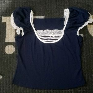 Blue Striped Crop Top